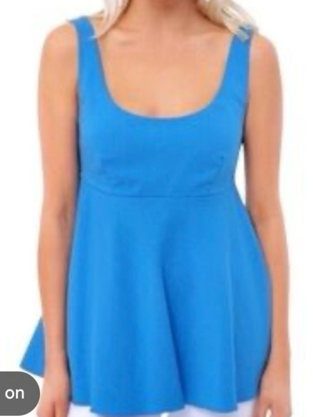 Pomander Place Raina Peplum Tank Top Bright Blue Scoop Neck Large L